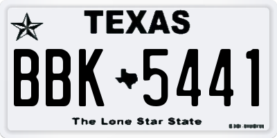 TX license plate BBK5441