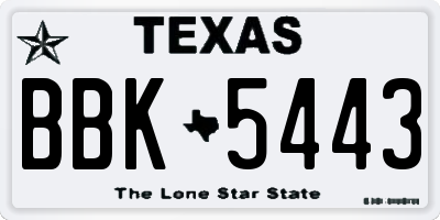 TX license plate BBK5443