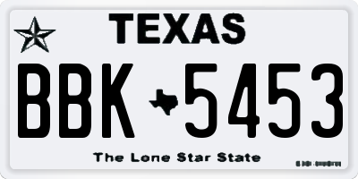 TX license plate BBK5453