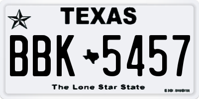 TX license plate BBK5457