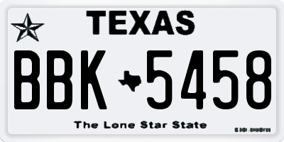 TX license plate BBK5458