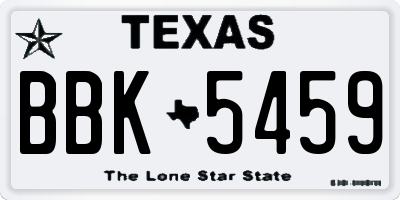 TX license plate BBK5459