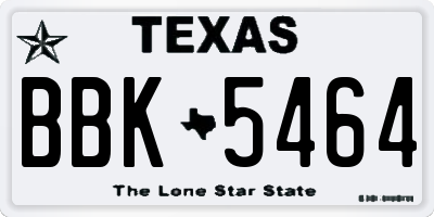 TX license plate BBK5464