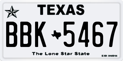 TX license plate BBK5467