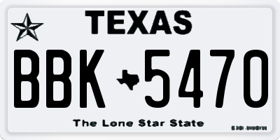 TX license plate BBK5470