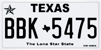 TX license plate BBK5475