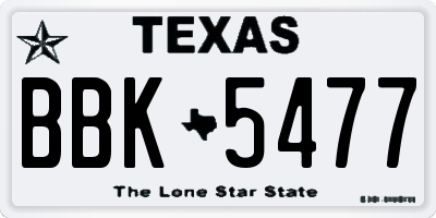 TX license plate BBK5477