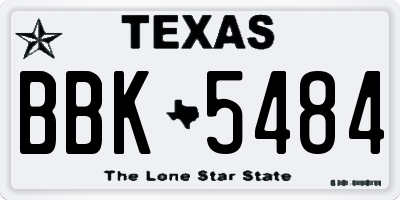 TX license plate BBK5484