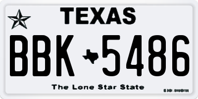 TX license plate BBK5486