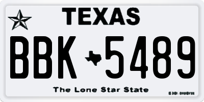 TX license plate BBK5489