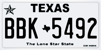 TX license plate BBK5492