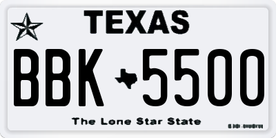 TX license plate BBK5500