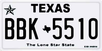 TX license plate BBK5510