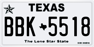TX license plate BBK5518