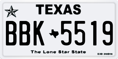 TX license plate BBK5519