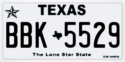 TX license plate BBK5529