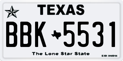 TX license plate BBK5531