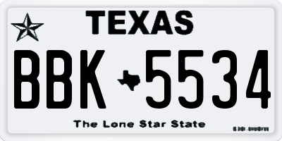 TX license plate BBK5534