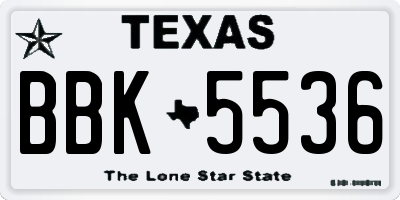 TX license plate BBK5536
