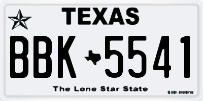 TX license plate BBK5541