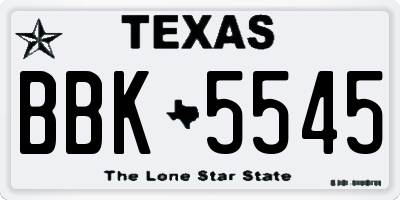 TX license plate BBK5545
