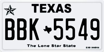 TX license plate BBK5549