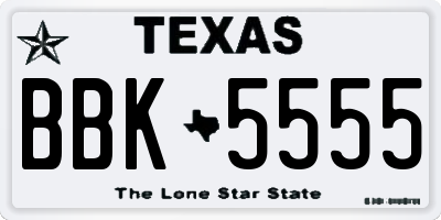 TX license plate BBK5555