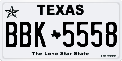 TX license plate BBK5558