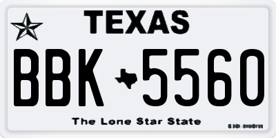 TX license plate BBK5560