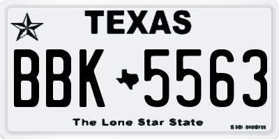 TX license plate BBK5563