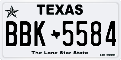 TX license plate BBK5584