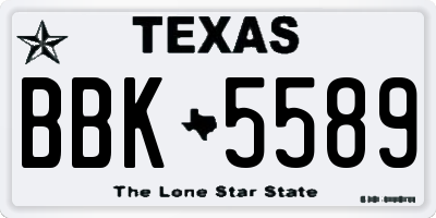 TX license plate BBK5589