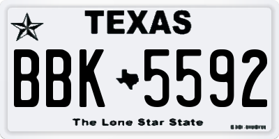 TX license plate BBK5592