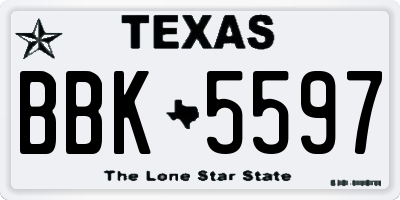 TX license plate BBK5597