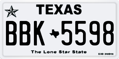 TX license plate BBK5598