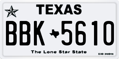 TX license plate BBK5610