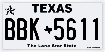 TX license plate BBK5611