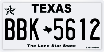 TX license plate BBK5612