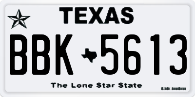 TX license plate BBK5613