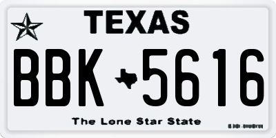 TX license plate BBK5616