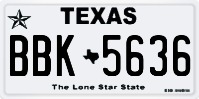 TX license plate BBK5636