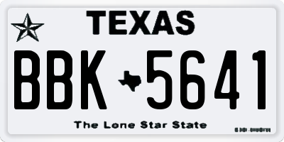 TX license plate BBK5641