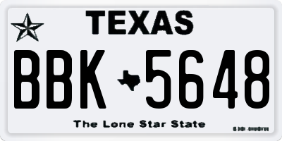 TX license plate BBK5648