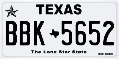 TX license plate BBK5652