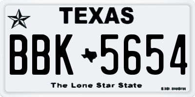 TX license plate BBK5654