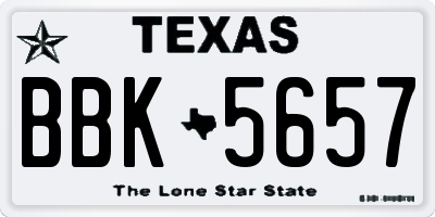 TX license plate BBK5657