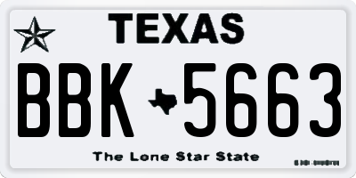 TX license plate BBK5663