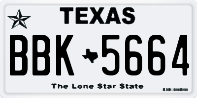 TX license plate BBK5664