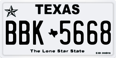 TX license plate BBK5668