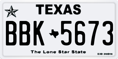 TX license plate BBK5673